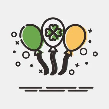 Icon balloons. St. Patrick's Day celebration elements. Icons in MBE style. .. Stock Illustration