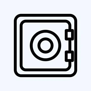 Icon Bank Safe. suitable for Security symbol. line style. simple design edita Stock Illustration