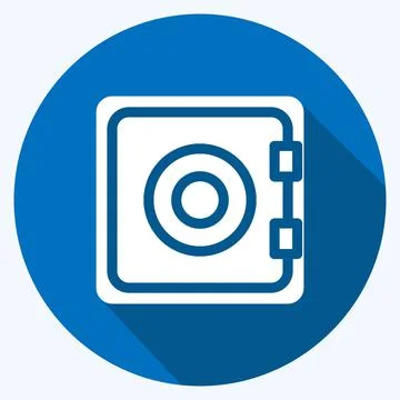 Icon Bank Safe. suitable for Security symbol. long shadow style. simple desig Stock Illustration
