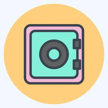 Icon Bank Safe. suitable for Security symbol. color mate style. simple design Stock Illustration
