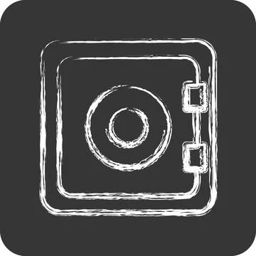 Icon Bank Safe. suitable for Security symbol. chalk Style. simple design ed.. Stock Illustration