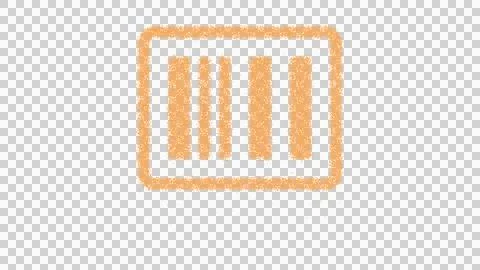Icon barcode is made of yellow grains of sand. Some grains of sand fall down. Illustrazione stock