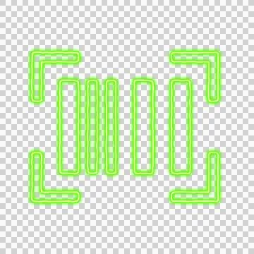 Icon barcode read from the flow of energy of green color. Shimmering neon イラスト素材