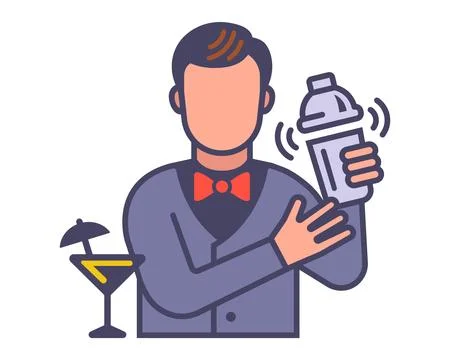 Icon of a bartender making a cocktail. Stock Illustration
