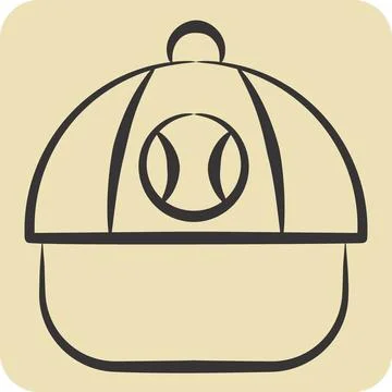 Icon Baseball Cap. related to Baseball symbol. hand drawn style. simple des.. Illustrazione stock