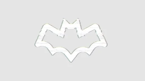 Icon bat is distorted. Glitch. Noise, chromatic aberration, geometric Video stock 305735198