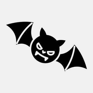 Icon bat. Illustration of halloween elements. Icon in glyph style. Illustrazione stock