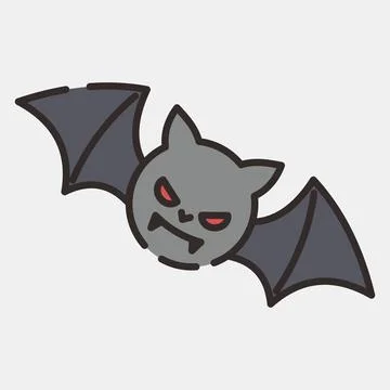 Icon bat. Illustration of halloween elements. Icon in filled line style. Stock Illustration