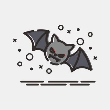Icon bat. Illustration of halloween elements. Icon in MBE style. Stock Illustration