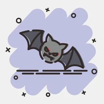 Icon bat. Illustration of halloween elements. Icon in comic style. Stock Illustration
