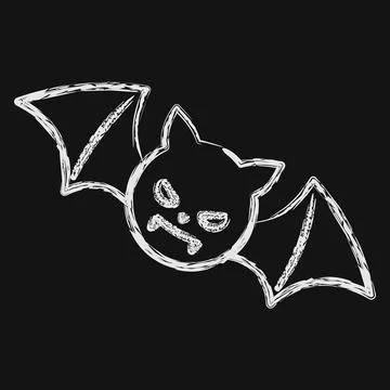 Icon bat. Illustration of halloween elements. Icon in chalk style. Stock Illustration