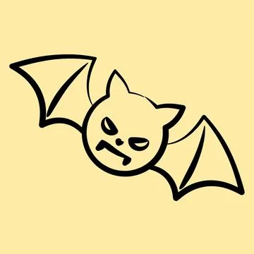 Icon bat. Illustration of halloween elements. Icon in hand drawn style. Stock Illustration