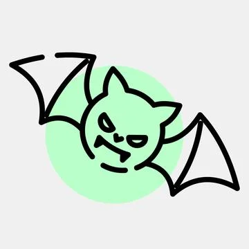Icon bat. Illustration of halloween elements. Icon in color spot style. Stock Illustration
