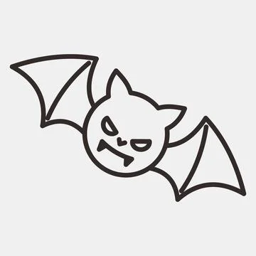 Icon bat.Icon in line style. Suitable for prints, poster, flyers, party decor Stock Illustration