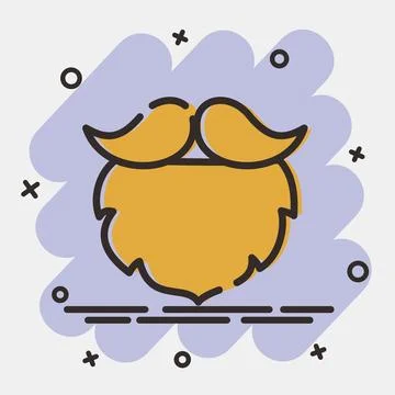 Icon beard and mustache. St. Patrick's Day celebration elements. Icons in c.. Stock Illustration