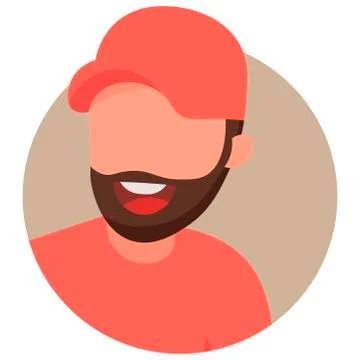 Icon of a bearded man on a white background. Vector illustration Stock Illustration