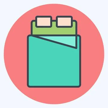 Icon Bed 2. related to Bedding symbol. color mate style. design editable Stock Illustration