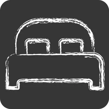 Icon Bed 3. related to Bedding symbol. chalk Style. design editable Stock Illustration