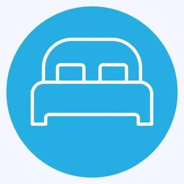 Icon Bed 3. related to Bedding symbol. blue eyes style. design editable Stock Illustration