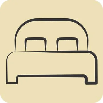 Icon Bed 3. related to Bedding symbol. hand drawn style. design editable Stock Illustration