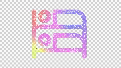 Icon bed bunk is made up of LED square shapes. There are bright diodes and there Stock Illustration