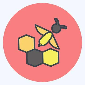 Icon Bee Farm. suitable for Bee Farm. Color Mate Style. simple design editabl Stock Illustration