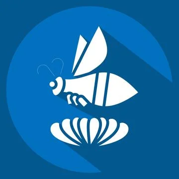 Icon Bee. related to Apiary symbol. long shadow style. simple design editab.. 스톡 일러스트