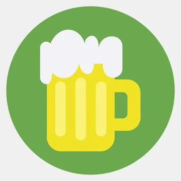 Icon beer. St. Patrick's Day celebration elements. Icons in color mate styl.. イラスト素材