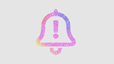 Icon bell exclamation is made up of LED square shapes that shimmer and flicker. Video stock 296474048