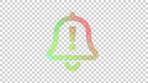 Icon bell exclamation is made up of LED square shapes. There are bright diodes Illustrazione stock