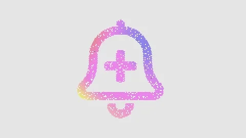 Icon bell plus is made up of LED square shapes that shimmer and flicker. There Stock Footage 296474086