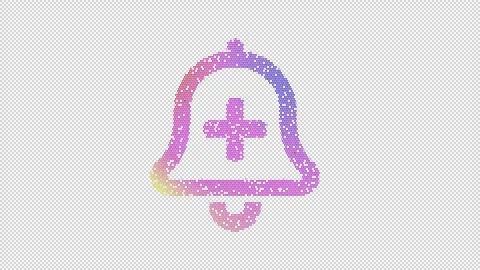 Icon bell plus is made up of LED square shapes that shimmer and flicker. There Video stock 296475217