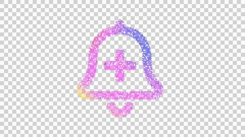 Icon bell plus is made up of LED square shapes. There are bright diodes and Stock-Illustration