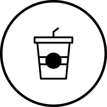 Icon of a beverage with straw in a circular frame for menus and websites Stock Illustration