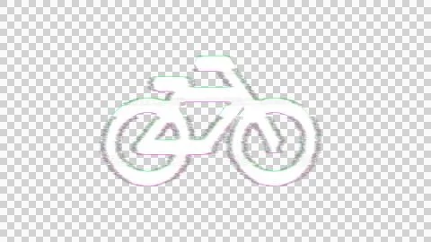 Icon bicycle is distorted. Glitch. Noise, chromatic aberration, geometric Stock Illustration