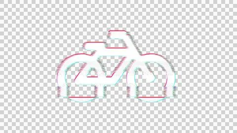 Icon bicycle is distorted. Glitch. Noise, chromatic aberration, geometric Stock Illustration
