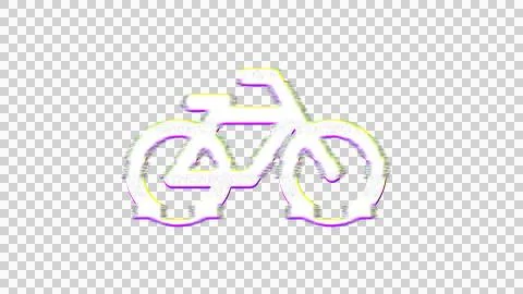 Icon bicycle is distorted. Glitch. Noise, chromatic aberration, geometric Stock Illustration