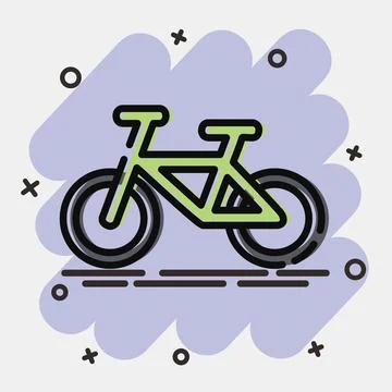 Icon bicycle. Transportation elements. Icons in comic style. Good for print.. Stock Illustration