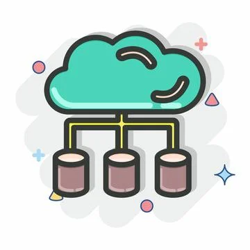 Icon Big Data. related to Machine Learning symbol. Comic Style. simple desi.. Stock Illustration