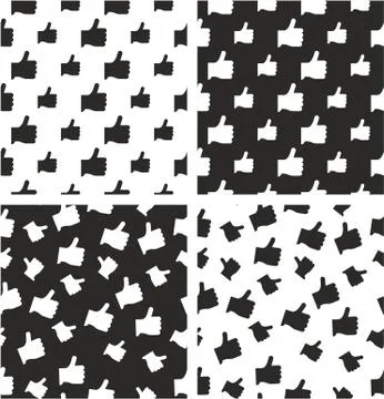 Like Icon Big &amp; Small Aligned &amp; Random Seamless Pattern Set Illustrazione stock