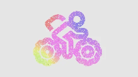 Icon biking mountain is made up of LED square shapes that shimmer and flicker. Stock Footage 296474104