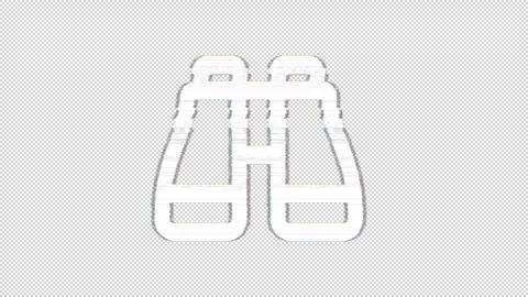 Icon binoculars is distorted. Glitch. Noise, chromatic aberration, geometric Stock Footage 301771648