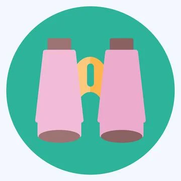 Icon Binoculars - Flat Style - Simple illustration,Editable stroke Stock Illustration