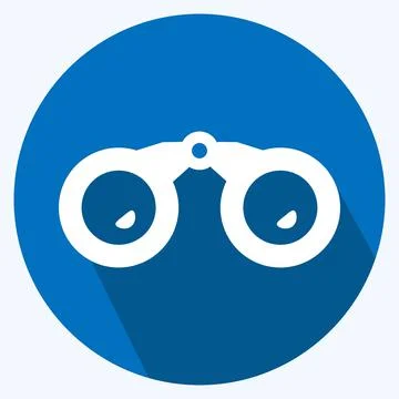 Icon Binoculars - Long Shadow Style - Simple illustration,Editable stroke Stock Illustration