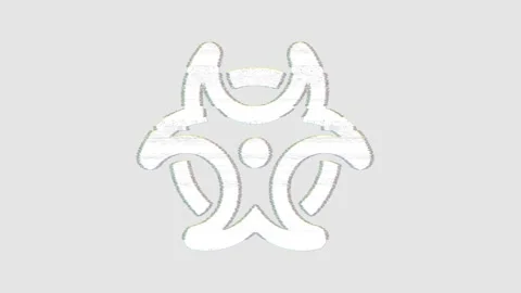 Icon biohazard is distorted. Glitch. Noise, chromatic aberration, geometric Video stock 301440522