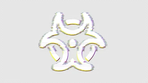 Icon biohazard is distorted. Glitch. Noise, chromatic aberration, geometric Video stock 301442120