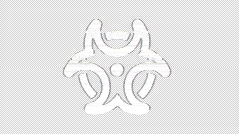 Icon biohazard is distorted. Glitch. Noise, chromatic aberration, geometric Video stock 301442746