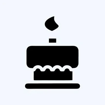 Icon Birthday Cake. suitable for Bakery symbol. glyph style. simple design ed Stock Illustration