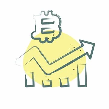 Icon Bitcoin Chart. related to Cryptocurrency symbol. Color Spot Style イラスト素材