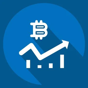 Icon Bitcoin Chart. related to Cryptocurrency symbol. long shadow style Illustrazione stock